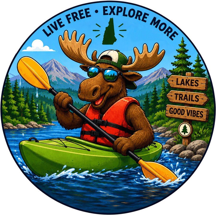 Animated New Hampshire paddle moose sticker