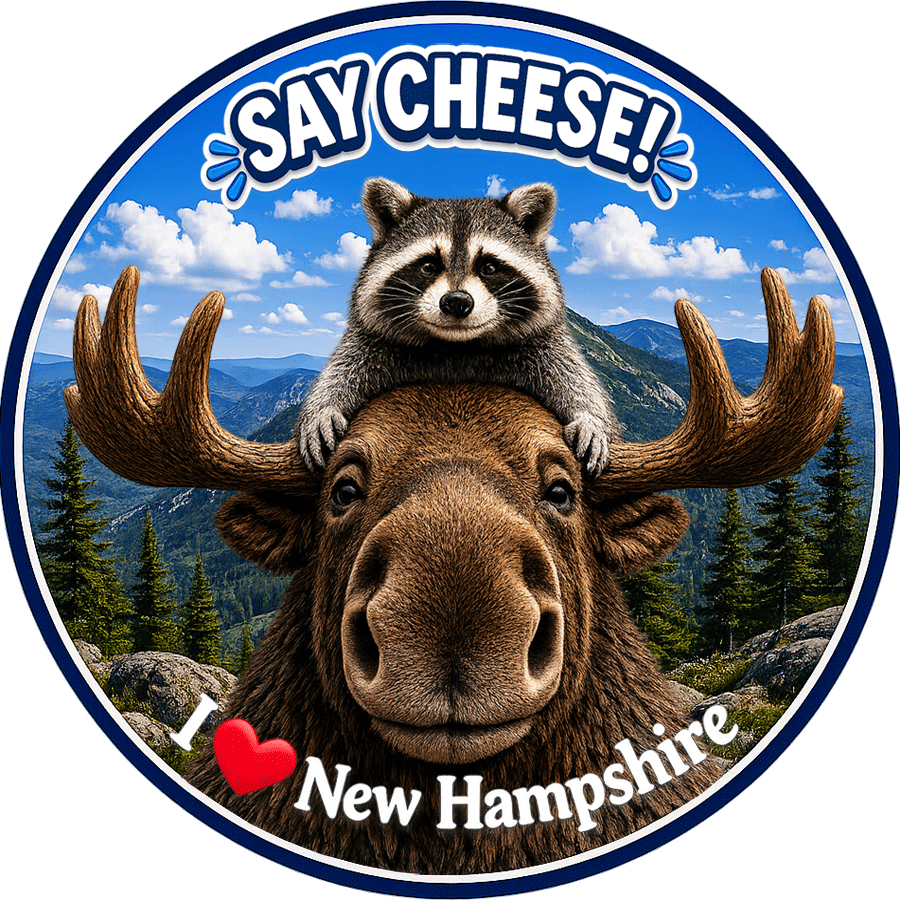 Animated moose and raccoon flip sticker design